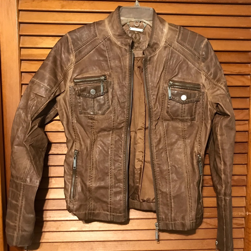 Brown vegan leather jacket